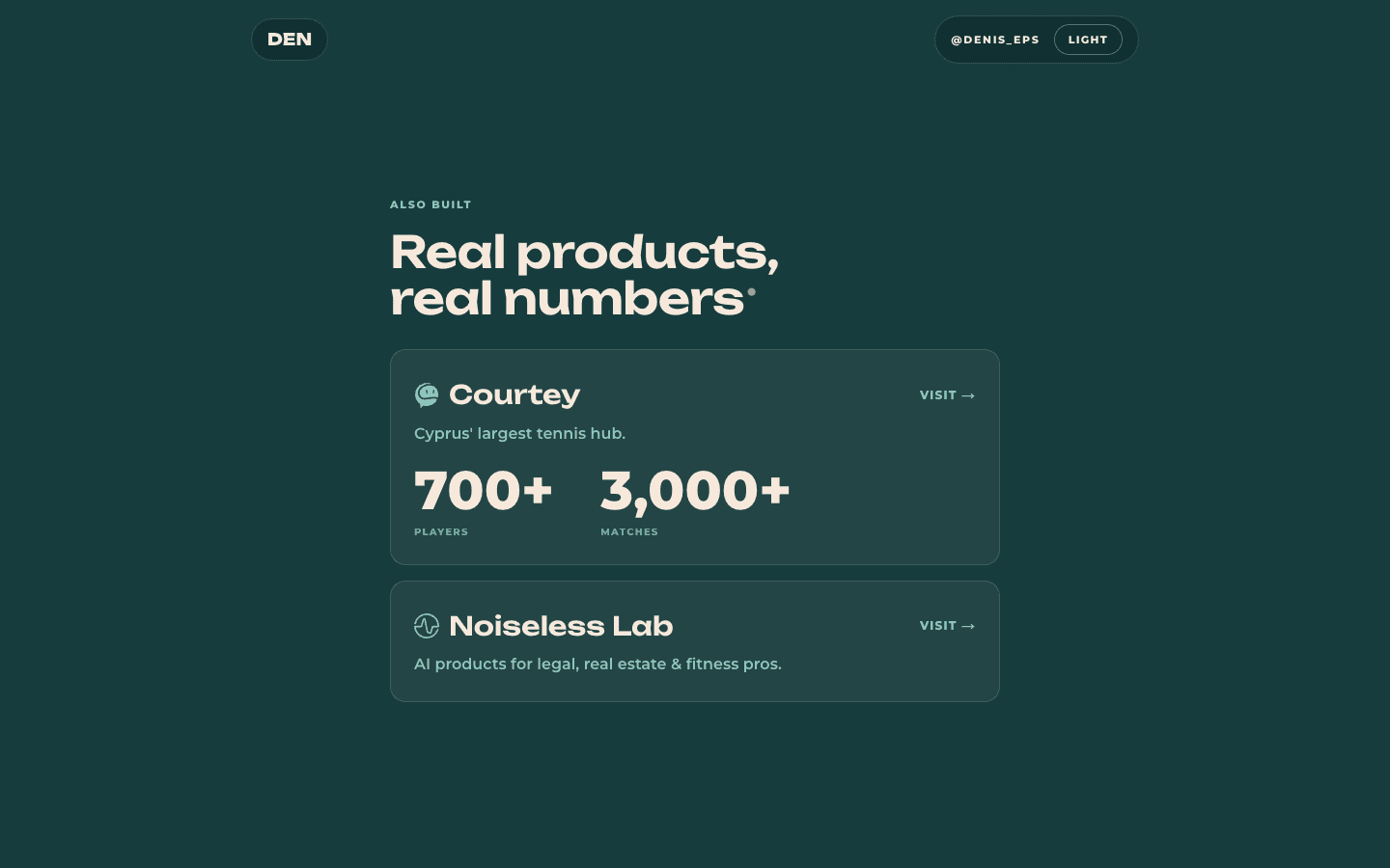 deneps.com — Courtey and Noiseless Lab, with real numbers